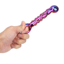 Load image into Gallery viewer, NOPNOG Crystal Glass Dildo, Colorful Anal Dildo, with Pull Ring, 6.89 Inch Long
