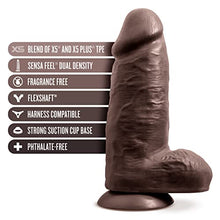 Load image into Gallery viewer, Blush Au Naturel Chub - Realistic 10 Inch Sensa Feel Dual Density Dildo - 3&quot; Thick FlexiShaft - Strap On Compatible Suction Cup for Hands Free Play - Anal, Vaginal Sex Toy for Men Women - Chocolate
