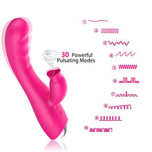 Load image into Gallery viewer, Clitoral G Spot Toy Rose for Women Vibrator Pleasure Rabbit Dual Motor Waterproof Sucking Cordless Sucker Soft Thrusting Silent Wand Nipple Silicone Training Telescopic
