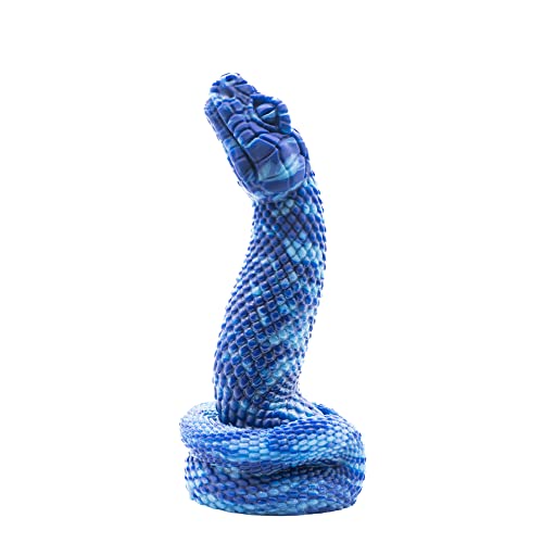 Nathara Snake Suction Cup Fantasy Dildo - Dark Blue/Light Blue Marble Design - Handmade in The USA - Adult Toys, Sex Toys (Mini)