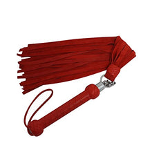 Load image into Gallery viewer, Genuine Suede Leather Revolving Heavy Thick Red Flogger 25 Tails Heavy Duty
