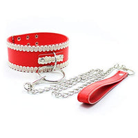 with White lace Collar with Traction Chain Role-Playing Props Couple Hotel Game Props (red)