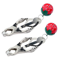 Load image into Gallery viewer, Nipple Clip Clamps with Bell, Adjustable Weight Metal Strawberry Nipple Clamps, Nipple Clips Sexual Pleasure, Non-Piercing Metal Stimulator Nipple Clips (C)
