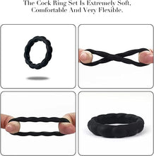 Load image into Gallery viewer, Silicone Penis Rings for Erection Enhancing - Premium Training Cock Ring for Mens Sexual Life and Stamina Prolonging, Male Sex Toys for Couples (Black-tyre)
