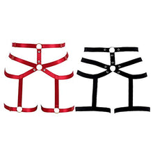 Load image into Gallery viewer, KESYOO Black Punk Leg Restraint Dress up Costume Wear Bondage Sexy Restraints Toy Roleplay Thigh Ring for Performance
