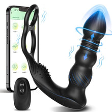 Load image into Gallery viewer, Thrusting Anal Vibrator Prostate Massager with 2 Vibrating Cock Ring, App &amp; Remote Control Anal Plug with 10 Thrusting &amp; Vibrating Modes, Anal Dildo Butt Plug Sex Toys for Men and Couple Pleasure
