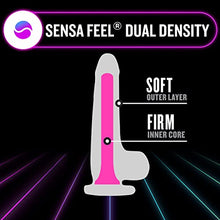 Load image into Gallery viewer, Blush Neo Elite - 7.5&quot; Silicone Dildo with Balls - 1.5&quot; Thick Glow in The Dark Sensa Feel Dual Density - Strap On Compatible Sturdy Suction Cup for Hands Free Play - Body Safe Sex Toy - Neon Pink
