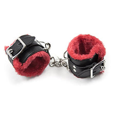 Load image into Gallery viewer, NA Plush Red&amp;Black Role Play Exercise Bands Leash Banding Handcuffs for Couples Playing
