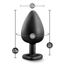 Load image into Gallery viewer, Blush Temptasia Bling Anal Plug - Platinum Cured Puria Silicone - Heart Shaped Butt Toy with Gem Base - Tapered Head for Easy Insertion and Ultrasilk Smooth - Comfortable for Long Term Wear - Black
