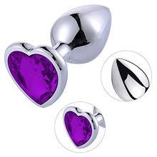 Load image into Gallery viewer, Anal Butt Plug Trainer Kit 3 PCS Metal Butt Plugs Heart Shaped Jewelry Anal Sex Trainer Toys Unisex Valentine&#39;s/Birthday Gift for Beginners Advanced Users (Deep Purple)
