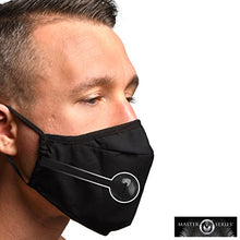 Load image into Gallery viewer, MASTER SERIES Under Cover Ball Gag Face Mask for Men Women &amp; BDSM Couples. Breathable Cotton Face Mask with Hidden Rubber Ball Gag. Machine Washable - Black
