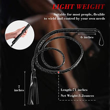 Load image into Gallery viewer, GOOFFY 2 Piece Leather Black Whip 1.8m/71inch Halloween Costume Whip Role-Playing Game Whip
