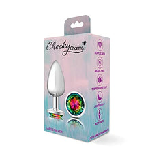 Load image into Gallery viewer, Viben Toys  Cheeky Charms Butt Plug  Body Safe Aluminum Alloy, Lightweight Anal Plug  Silver Round Rainbow Acrylic Gemstone - Large
