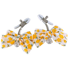 Load image into Gallery viewer, 2Pcs Cute Floral Bow Nipple Clamps for Women Girls, Decorative Nipple Clamps Sexual Pleasure Nipple Clamps with Bells Nipple Toys Sex Toys Non Piercing (Yellow)
