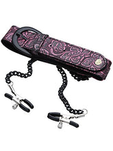 Load image into Gallery viewer, Fetish Faux Leather Bondage Restraint Slave Collar With Nipple Clamps #P1023(Rose Pattern)
