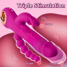 Load image into Gallery viewer, Thrusting Rabbit Vibrator G Spot Clitoral Anal Dildo Stimulation Adult Sex Toys with One Click Enhancement, 3 Powerful Thrusting Speeds &amp; 9 Vibrating Vagina Nipples Stimulator for Women (B-Rose)
