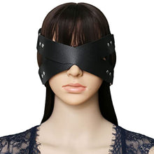 Load image into Gallery viewer, Eye Mask Blindfold Mask Crossing Eye Band Lightproof PU Leather Leather Leather Sexy Men Women Cosplay Punk SM Handcuffs Restraints Training Adjustable Individuality Costume Accessories (JewelBlue)
