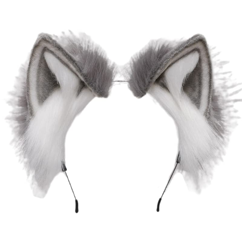 Lolita Animal Cat Ears Headband Hair Plush Ornaments Faux Fox Headwear Halloween Party Hair Hoops Anime Cosplay Fancy Props (1)