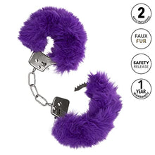 Load image into Gallery viewer, CalExotics Ultra Fluffy Furry Cuffs Handcuff Sex Key Holster Adults Law Enforcement Role Play BDSM Restraining - Purple - SE-2651-60-3
