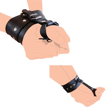 Load image into Gallery viewer, PU Leather Hand Wrist to Thumbs Cuffs Bondage Belts Cosplay BDSM Ankle Wrist Hogtie Strap with Toes Restraints Sex Toys (Ankle Cuff)
