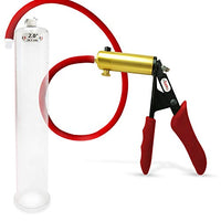LeLuv Penis Vacuum Pump Ultima Handle Red Premium Ergonomic Grips & Uncollapsable Slippery Hose | 12