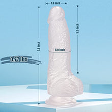 Load image into Gallery viewer, Realistic Dildo 7.8 Inch G Spot Dildo with Suction Cup for Hands-Free Play, Flexible Waterproof Dildo Realistic Penis Adult Sex Toy for Female Pleasure Clear
