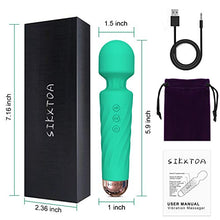 Load image into Gallery viewer, SIKXTOA Mini Vibrator, 8 Speeds 20 Patterns, G Spot Cordless Wand Massager, Clitoral Stimulator, Dildo, Sex Toys, Rechargeable Handheld Powerful Silent Waterproof Female Adult Toys (Wave Green)
