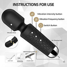 Load image into Gallery viewer, Personal Sexual Massager Rechargeable Vibrate Sex Wand Massage Waterproof Silicone Clitoras Stimulator Vibrator with 20 Vibration Modes and 8 Speeds Adult Sex Toy Massage for Female (Small, Black)
