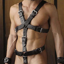 Load image into Gallery viewer, CAOMIAN Gay PU Leather Body Harness Erotic Men BDSM Bondage Sexy Lingerie Club Shoulder Straps Cosplay Costumes Gothic Belt Fetish Wear (Color : Style3, Size : One Size)
