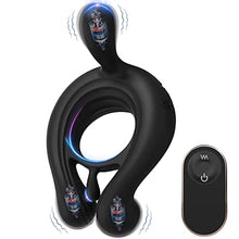 Load image into Gallery viewer, Vibrating Cock Ring 3 Bullets Penis Rings, 9 Vibration Modes Male Sex Toys, Remote Control Clit Stimulator Testicle Stimulation Mens Vibrator Adult Toys for Men Couples
