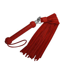 Load image into Gallery viewer, Genuine Suede Leather Revolving Heavy Thick Red Flogger 25 Tails Heavy Duty
