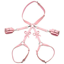 Load image into Gallery viewer, STRICT Pink Bondage Harness With Bows for Women, Men, &amp; BDSM Couples, Vegan Leather Restraints for Subs - Medium Large, Pink.
