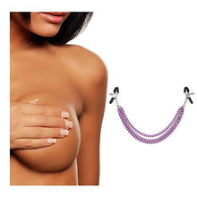 Load image into Gallery viewer, GOVVI Nipple Clamps Sex Pleasure Women,Nipple Clip with Chain Nipple Clamps, Non Piercing Adjustable Clips,Clip On Nipple Rings Decorative Clip for Men Women (Purple)
