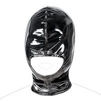 Romi Black Mouth Open Restraint Head Hood Bondage Mask Breathable Headgear with Zipper for Cosplay Costume SM Adult Sex Toys Men (L)