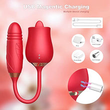 Load image into Gallery viewer, Rose Sex Toy Vibrator for Women 3 in 1 Clitoral Stimulator Tongue Licking Thrusting G Spot Vibrator with 10 Modes, Rose Adult Sex Toys Games,Clitoris Nipple Licker for Women Man Couple (red-flower1)
