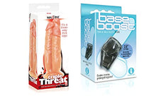 Load image into Gallery viewer, Sexy, Kinky Gift Set Bundle of Massive Triple Threat 3 Cock Dildo and Icon Brands Base Boost - Black, Cock &amp; Balls Sleeve
