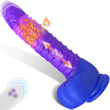 Load image into Gallery viewer, Heated Colour-Changing Thrusting Vibrator Dildo - 8.9&quot; Strong Suction Cup Dildo, MEANINS Baron, Caterpillar Shape Wriggling &amp; Vibrating Dildos with Spot G Vibration, Women Sex Toys Purple
