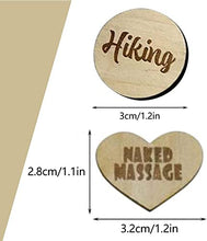 Load image into Gallery viewer, AAOCLO 20Pcs Funny Tokens Sex,Date Night Activity Tokens Funny Wooden Couples Date Night Activity Token Romantic Funny Sex Token Gift Valentines Ideas Gifts for Couples (Heart,Pack-3)
