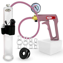 Load image into Gallery viewer, LeLuv Vibrating Premium Penis Pump Uncollapsable Silicone Hose Maxi Purple Plus Vacuum Gauge Bundle with Soft Black TPR Seal &amp; 4 Sizes of Constriction Rings 12 inch x 1.75 inch Cylinder
