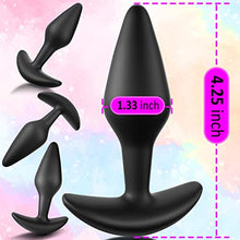 Load image into Gallery viewer, Anal Plug Silicone Butt Plug with Long Taper &amp; Thin Neck &amp; Curved Base for Comfortable Long-Term Wear Prostate Massager Sex Toy for Men Women TJIJP (M) Black
