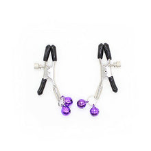 Load image into Gallery viewer, Soft Rubber Cap Clamps with Small Cute Purple Bells Nipple Clamps Non Piercing Nipple Clips with Bells Toy for Women Stage Props
