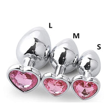 Load image into Gallery viewer, S/M/L Anal Plug Heart Stainless Steel Crystal Anal Plug Removable Butt Plug Stimulator Anal Sex Toys (Color : Rose Red, Size : S)
