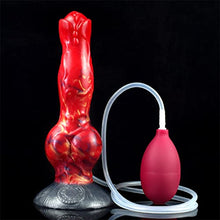 Load image into Gallery viewer, FRRDEI G Spot Squirting Dildo Ejaculating Realistic Dildo Dog Knotted Dildo with Strong Suction Cup Soft Flexible, Red Gold Black, 1.0 Count
