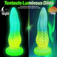 Load image into Gallery viewer, 9.6&quot; G-Spot Dildo Silicone Tentacle Dildo, Huge Realistic Dildo Glow-in-The-Dark Anal Plug with Strong Suction Cup Monster Dildo for P-Spot Stimulation Adult Sex Toy for Women &amp; Men, Blue Yellow
