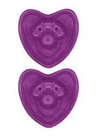 Femme Heart Push Button Vibrating Nipple and Breast Stimulators, Purple