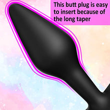 Load image into Gallery viewer, Anal Plug Silicone Butt Plug with Long Taper &amp; Thin Neck &amp; Curved Base for Comfortable Long-Term Wear Prostate Massager Sex Toy for Men Women TJIJP (M) Black
