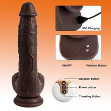 Load image into Gallery viewer, Thrusting Dildo Vibrator for Women: Realistic Vibrating Dildo with 5 Thrusting 7 Vibration Modes, Silicone Suction Cup Dildo for G Spot Clit Anal Stimulation, Adult Sex Toys for Men, Brown Dildo
