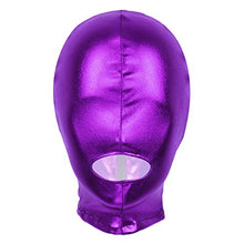 Load image into Gallery viewer, Hansber Unisex Adult Eyes &amp; Mouth Open Headgear Mask Hood Breathable Blindfold Face Cover Blindfold Cosplay Costume Purple#2 One Size
