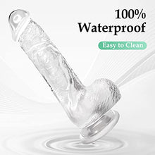 Load image into Gallery viewer, 8 Inch Clear Dildo Adult Toy with Strong Suction Cup Hands-Free Play Realistic Anal Sex Toys, Body Safe Soft Material G Spot Penis with Lifelike Glans Vaginal Stimulator for Women &amp; Men Beginner
