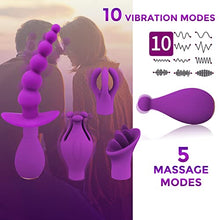 Load image into Gallery viewer, Vibrating Massager for Adults 5 Combinations 10 Modes IPX6 Waterproof, USB Charging Black Packaging (5 in 1)
